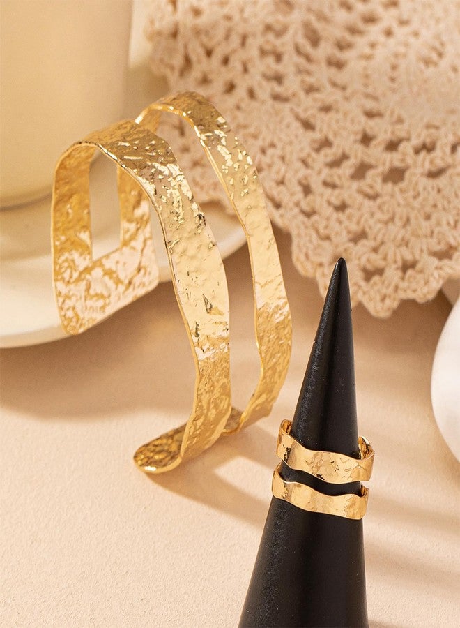 Hoheng Gold Cuff Bracelet Gold Bracelets for Women Chunky Gold Arm Cuff Bracelets Chunky Rings Punk Jewelry Birthday Gifts - Image 4