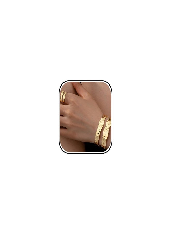 Hoheng Gold Cuff Bracelet Gold Bracelets for Women Chunky Gold Arm Cuff Bracelets Chunky Rings Punk Jewelry Birthday Gifts - Image 1
