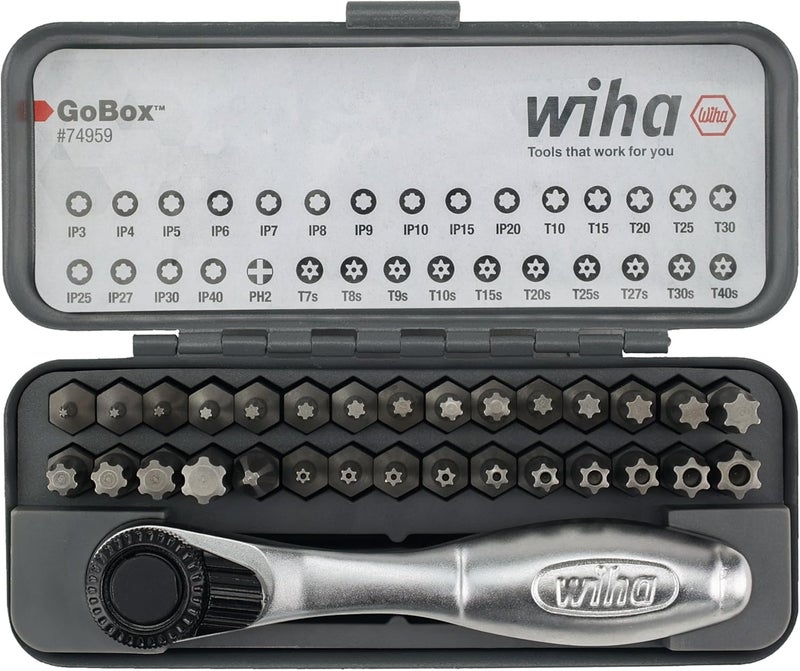 Wiha 74959 32 Piece GoBox Master Torx Bit Set with Mini Ratchet - Image 1