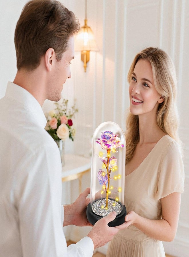 Childom Christmas Women Gifts for Her,Birthday Gifts for Women,Crystal Light Up Rose in A Glass Dome with Sparkling Base,Sweet Colorful Flowers Christmas Rose Gifts for Mom Wife Grandma Anniversary Valentines - Image 4
