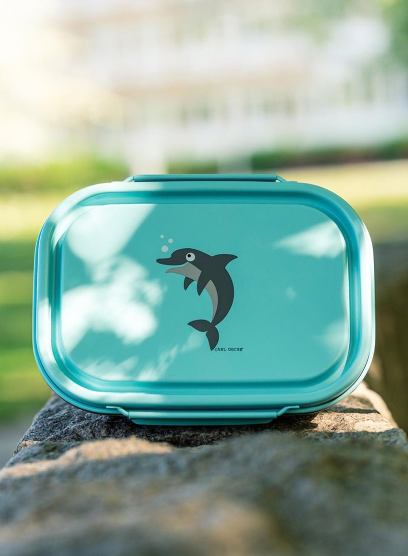 Carl Oscar Sweden Steelish™ Lunchbox, 1.0L Kids - Blue - Dolphin - Image 1