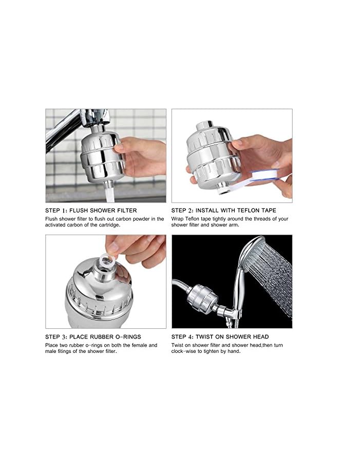 The Bros Professional 15 Stage Shower Filter Water Softener,Universal Replaceable Shower Head Water Purifier Hard Water Filter with 2 Filter Cartridges to Remove Chlorine for Kitchen, Bathroom - Image 5