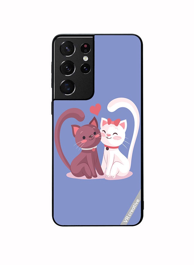VR CREATIVE Protective Case Cover For Samsung Galaxy S21 Ultra 5G Love Cat Design Multicolour - Image 1