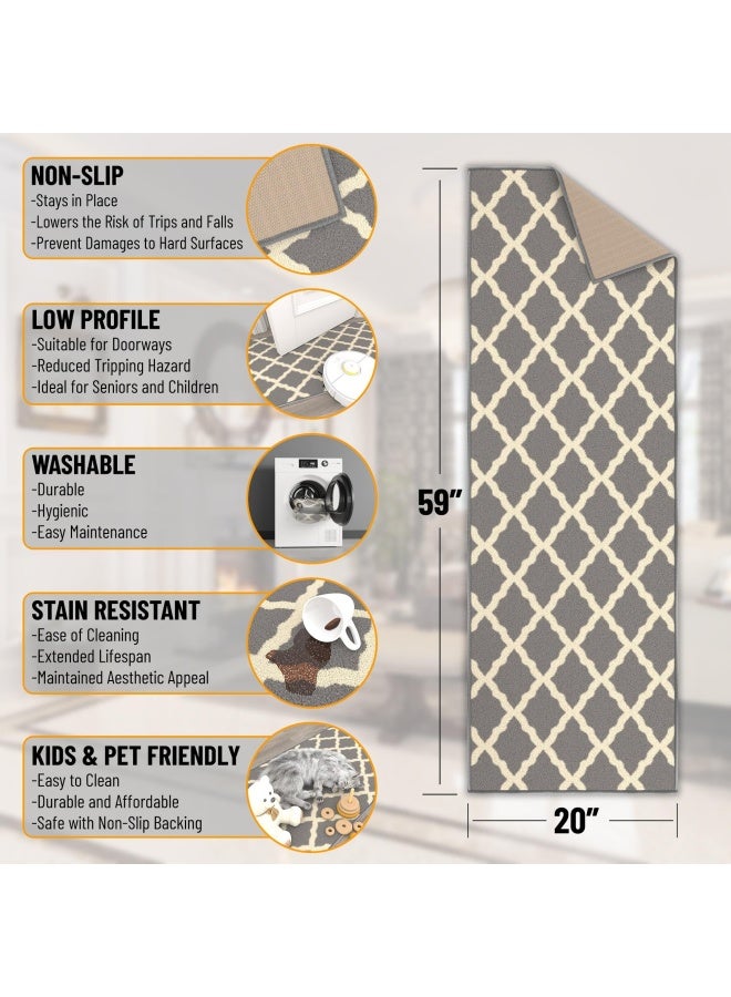 Ottomanson PNK7023-20X59 Trellis Rug 20 Inch x 59 Inch Gray - Image 2