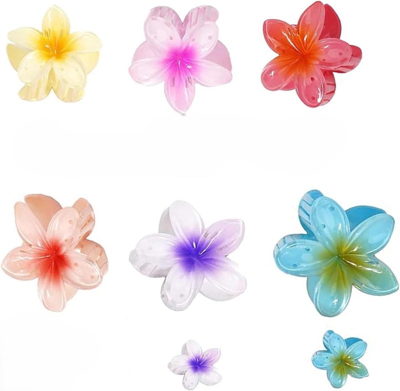 Hawaiian Flower Hair Clips: Multicolor Claw Clips - Tropical Floral Hair Clips for Women, Summer Beach Use - Image 1