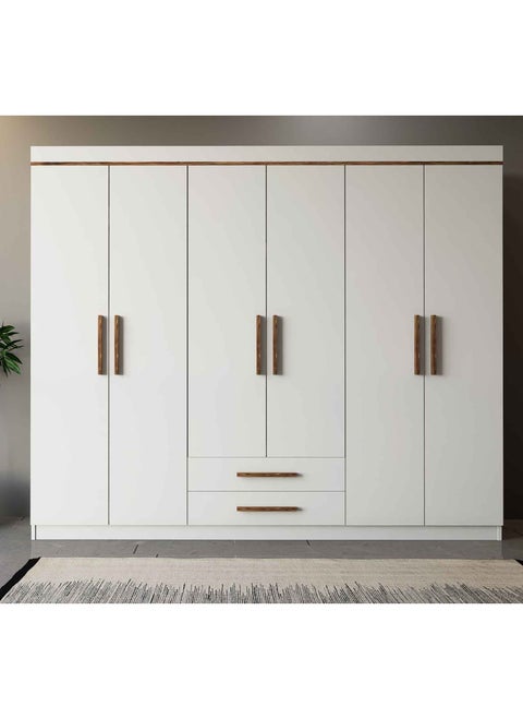 White and brown 6-door wardrobe and wardrobe - DLB03