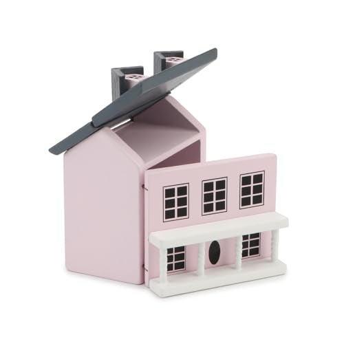 Cutemini Miniature Cottage for Dollhouse Accessories Desktop Decor Wooden Mini House Storage Decoration Ornament Nice Present for Miniature Lovers Pink - Image 5