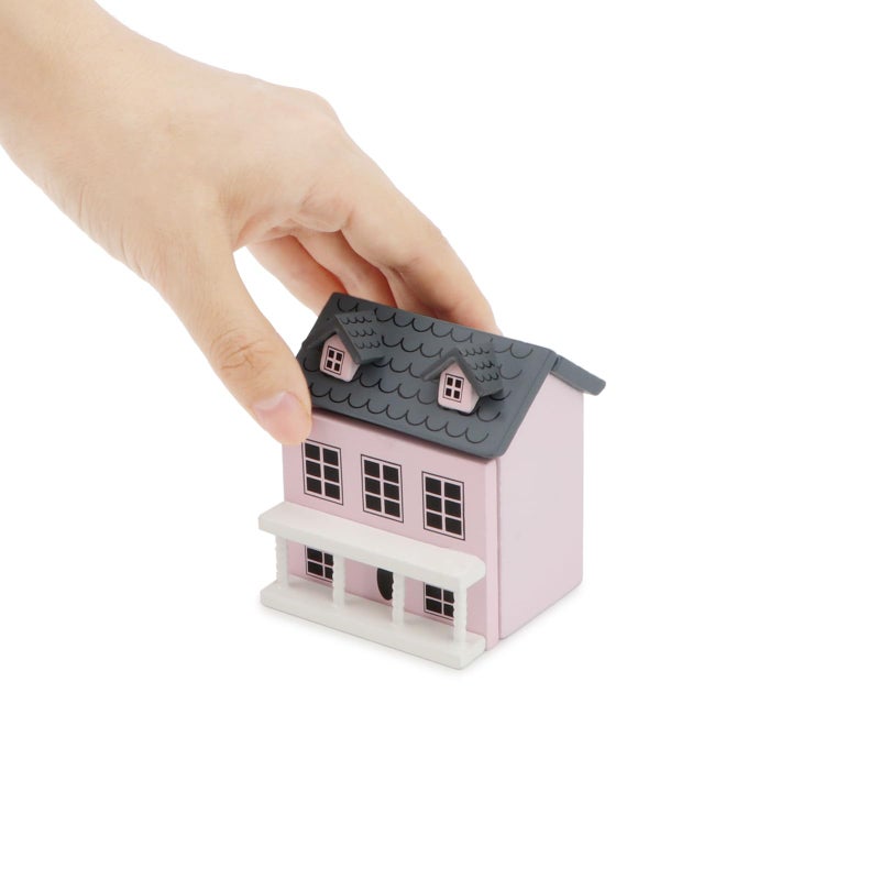 Cutemini Miniature Cottage for Dollhouse Accessories Desktop Decor Wooden Mini House Storage Decoration Ornament Nice Present for Miniature Lovers Pink - Image 3