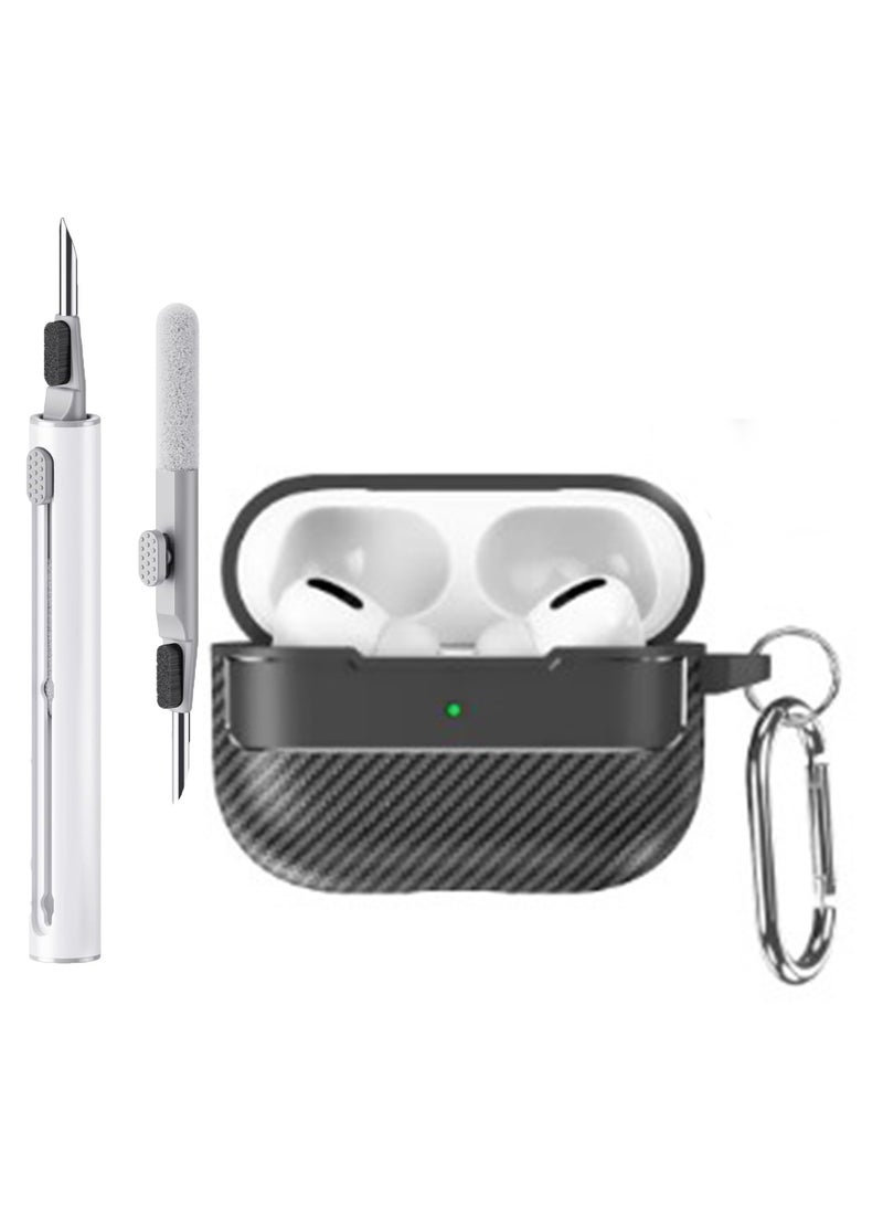 Case compatible with Airpods Pro 2 with key chain & cleaning kit, carbon fiber patterned case - Image 1