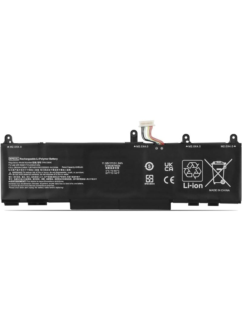 Max Power WP03XL M73466-005 Laptop Battery Compatible for HP EliteBook 830 835 840 845 860 865 EliteBook X360 1040 G9 G10 2-in-1 ZBook Firefly 14 G9 G10 Split X2 13-M000 Series (11.58V 51.3Wh) - Image 2