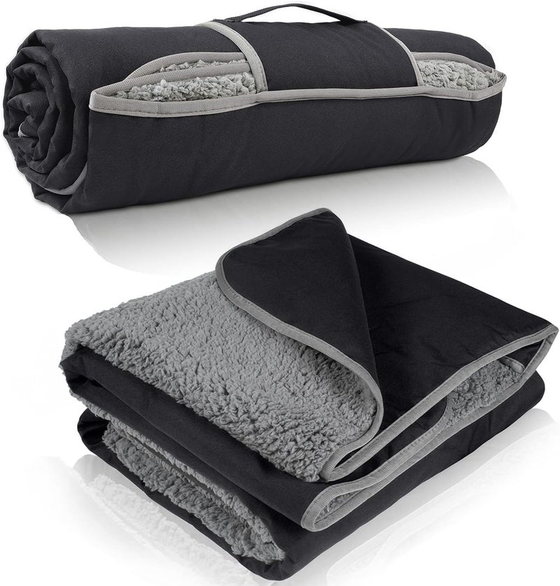 Tirrinia Waterproof Outdoor Blanket with Sherpa Lining, Windproof Triple Layers Warm Comfy Foldable for Camping Stadium, Sports, Picnic, Grass, Concerts, Pet, 59''X 80'' - Machine Washable - Image 1