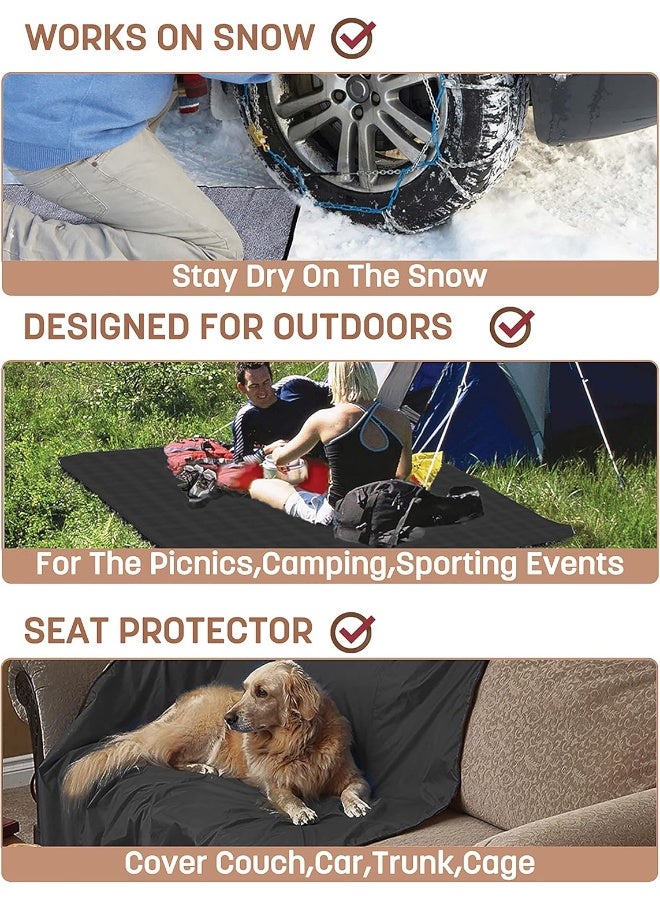 Tirrinia Waterproof Outdoor Blanket with Sherpa Lining, Windproof Triple Layers Warm Comfy Foldable for Camping Stadium, Sports, Picnic, Grass, Concerts, Pet, 59''X 80'' - Machine Washable - Image 5