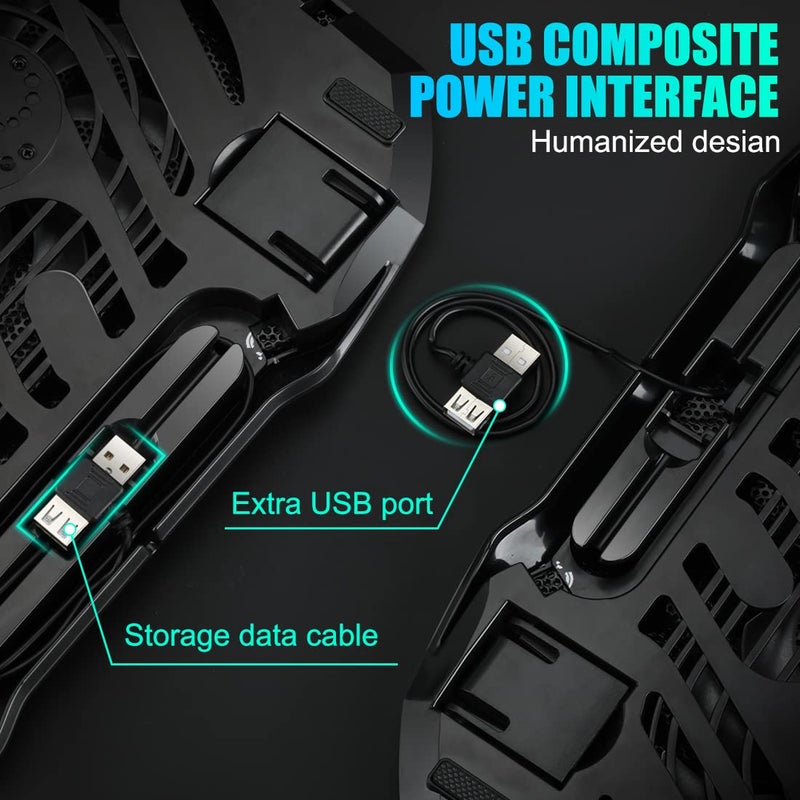 LIANGSTAR Laptop Cooling Pad, Gaming Laptop Cooler with 2 Quiet Big Fans, RGB 7 Color Light Change, Portable USB Laptop Stand 11 to 15.6 Inch, Slim and Easy Carry Working Study Outdoor Travel - Image 4