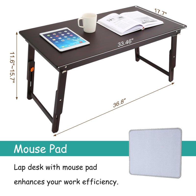 Nnewvante Large Size Floor Desk, Folding Low Coffee Table, No Assembly Required, Adjustable Floor Table for Breakfast Gaming Writing 33.5"x17.7" Black Walnut - Image 3