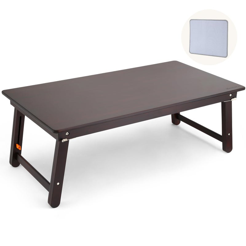 Nnewvante Large Size Floor Desk, Folding Low Coffee Table, No Assembly Required, Adjustable Floor Table for Breakfast Gaming Writing 33.5"x17.7" Black Walnut - Image 1