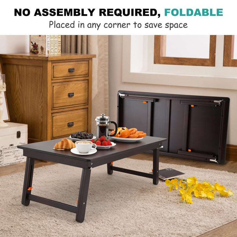 Nnewvante Large Size Floor Desk, Folding Low Coffee Table, No Assembly Required, Adjustable Floor Table for Breakfast Gaming Writing 33.5"x17.7" Black Walnut - Image 4
