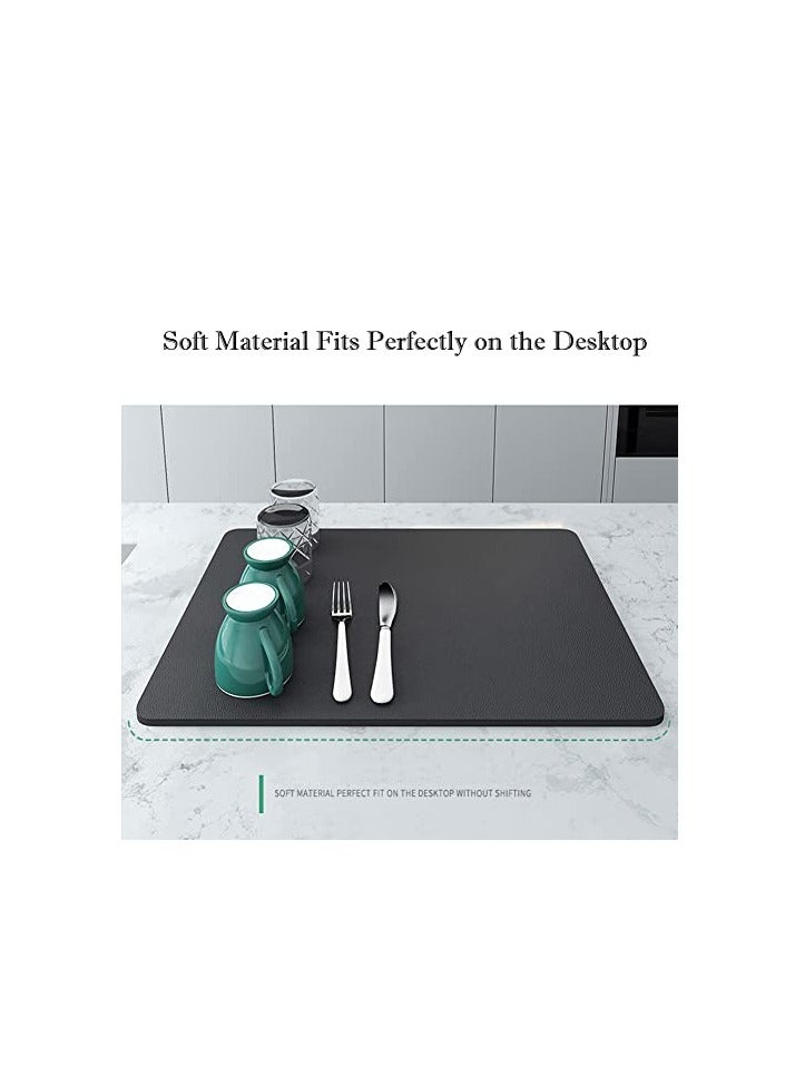 Raxoom Dish Drying Diatomaceous Earth Mat  Absorbent Drip Protector Drainer  Coffee Bar Pad  Sink Draining Board Mat (24 15.75 inch) for Kitchen  Bathroom Toilet Counter Top  Dark Grey - Image 2