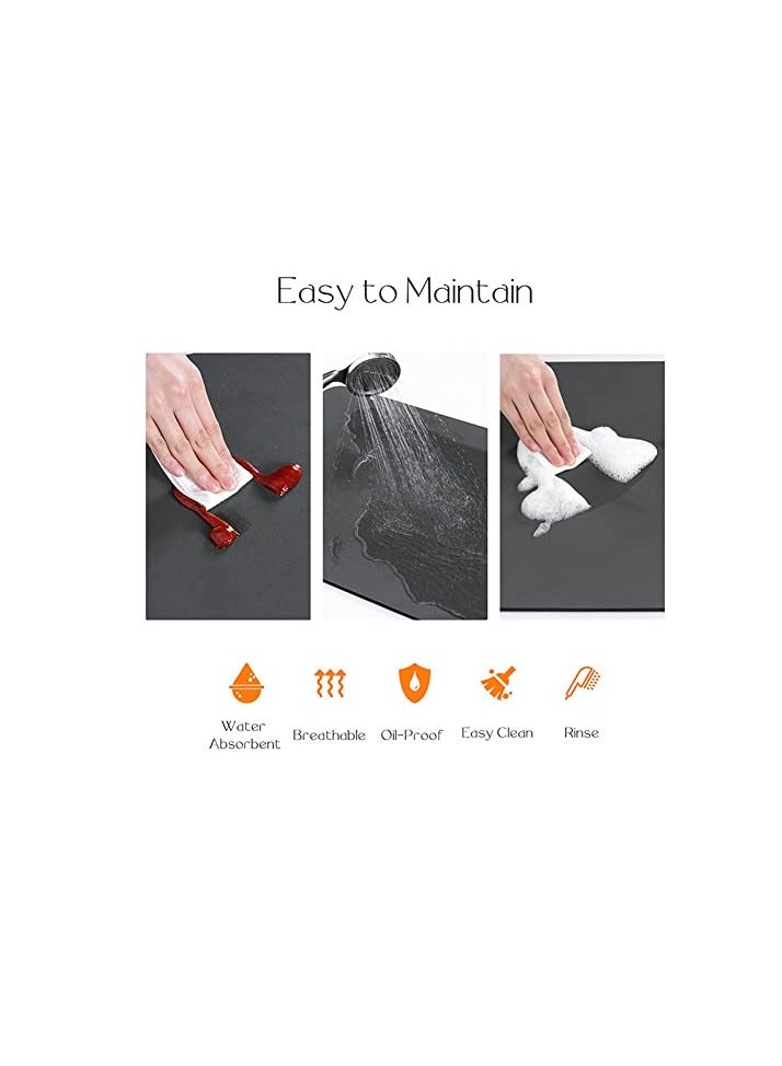 Raxoom Dish Drying Diatomaceous Earth Mat  Absorbent Drip Protector Drainer  Coffee Bar Pad  Sink Draining Board Mat (24 15.75 inch) for Kitchen  Bathroom Toilet Counter Top  Dark Grey - Image 3