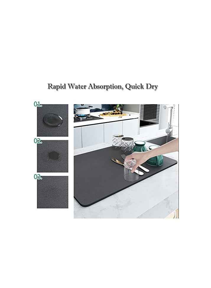 Raxoom Dish Drying Diatomaceous Earth Mat  Absorbent Drip Protector Drainer  Coffee Bar Pad  Sink Draining Board Mat (24 15.75 inch) for Kitchen  Bathroom Toilet Counter Top  Dark Grey - Image 4