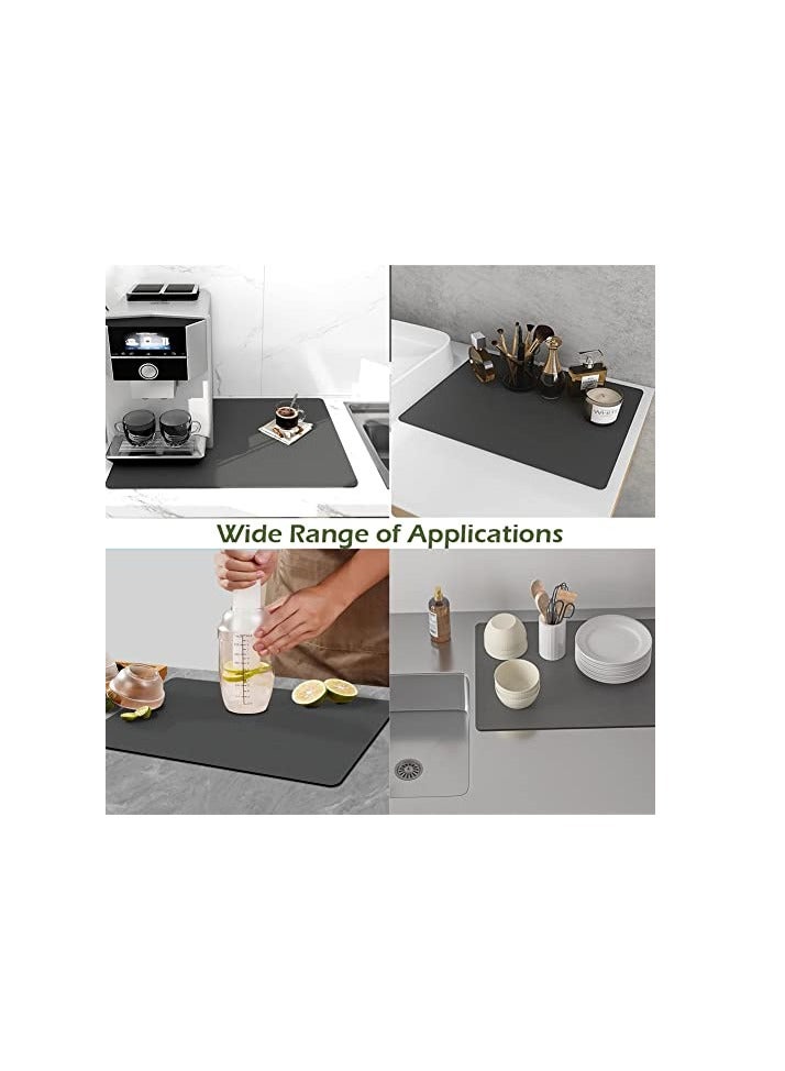 Raxoom Dish Drying Diatomaceous Earth Mat  Absorbent Drip Protector Drainer  Coffee Bar Pad  Sink Draining Board Mat (24 15.75 inch) for Kitchen  Bathroom Toilet Counter Top  Dark Grey - Image 5