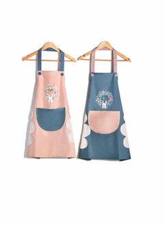 Kitchen Apron Waterproof Aprons For Women Men 2Pcs Adjustable with Convenient Pocket Durable Kitchen Cooking Apron Perfect for Home Restaurant Craft BBQ Coffee House Oil Proof Cleaning Gardening
