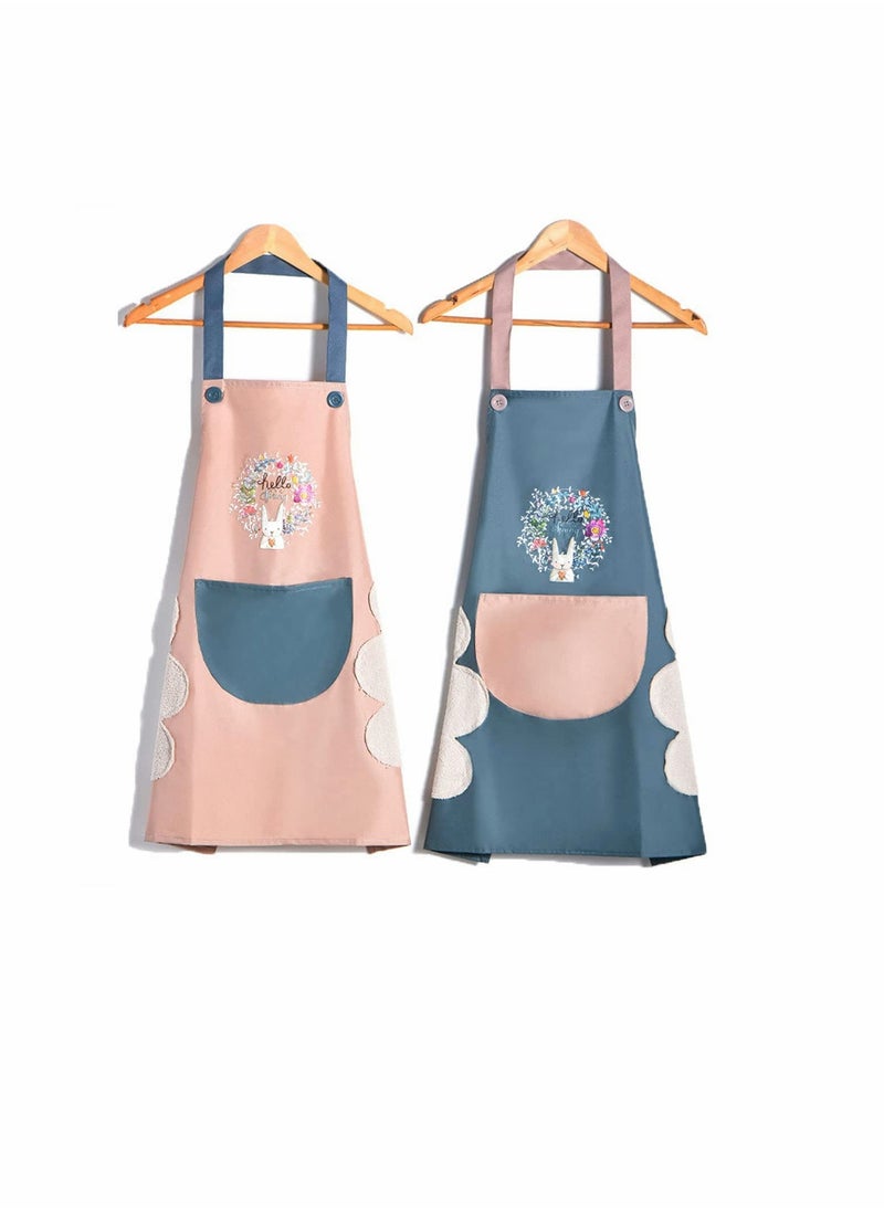 KASTWAVE - Kitchen Apron Waterproof Aprons For Women Men 2Pcs Adjustable with Convenient Pocket Durable Kitchen Cooking Apron Perfect for Home Restaurant Craft BBQ Coffee House Oil Proof Cleaning Gardening - Image 1