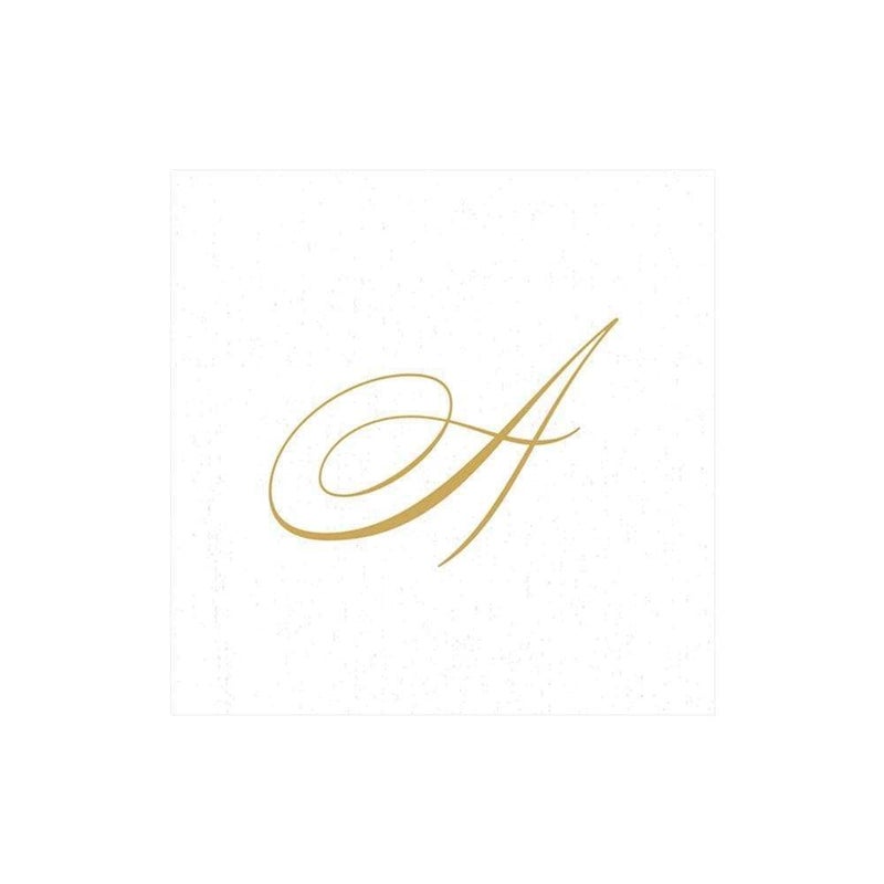 Caspari White Pearl Paper Linen Cocktail Napkins, Monogram Initial A, Pack of 30 - Image 5