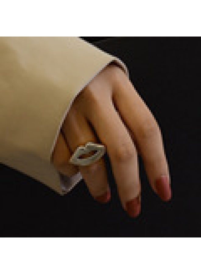 Marka French Style Hot Personality Exaggerated Lip Design Ring Titanium Steel Plated 18k Real Gold Ring A119