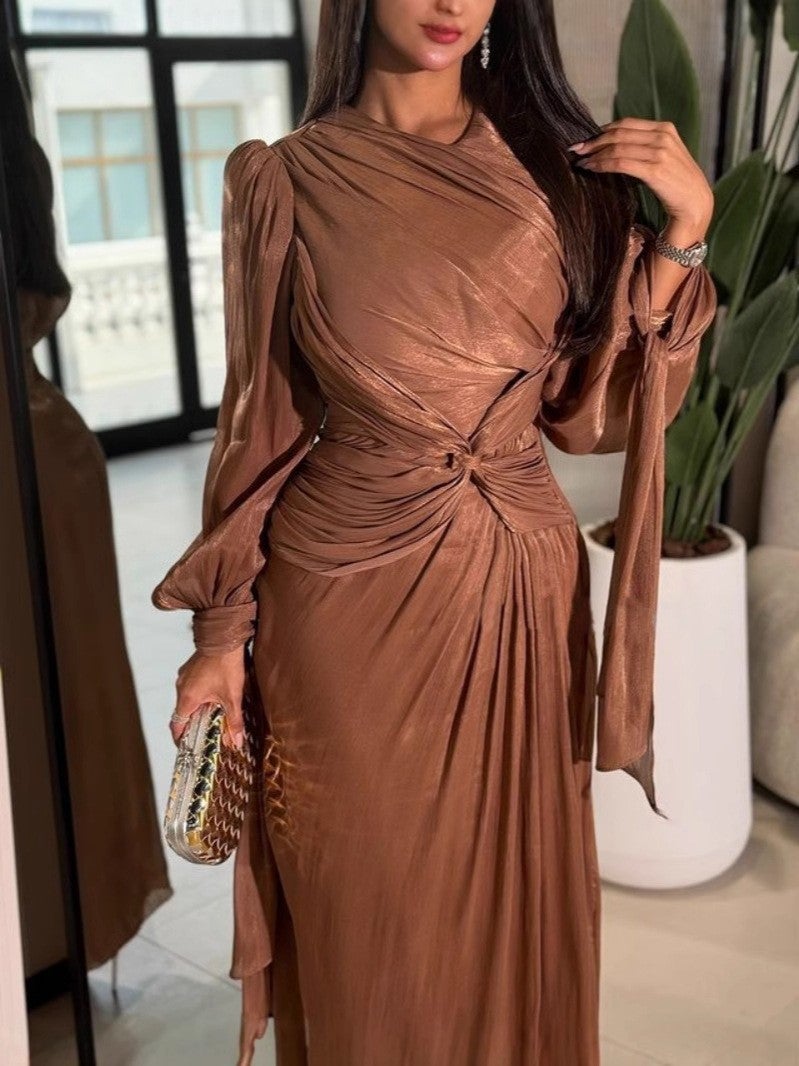 2024 Europe, America And The Middle East Women'S Independent Station Pleated Streamer Sparkling Evening Dress - Image 4