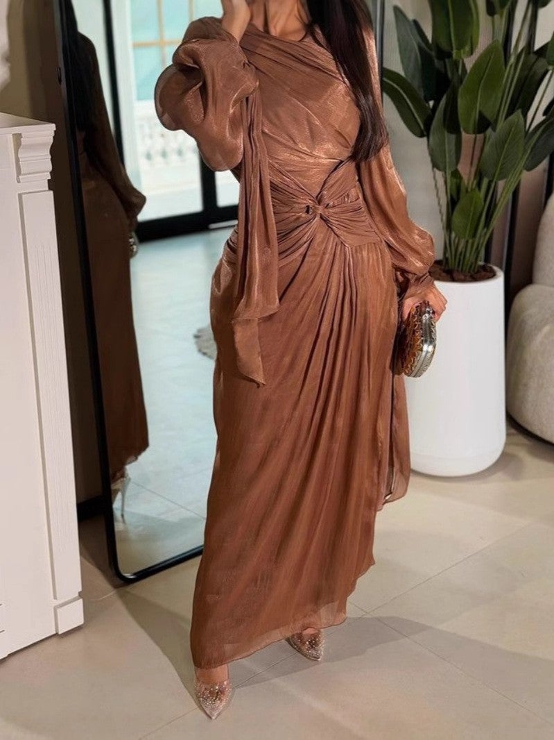 2024 Europe, America And The Middle East Women'S Independent Station Pleated Streamer Sparkling Evening Dress - Image 2