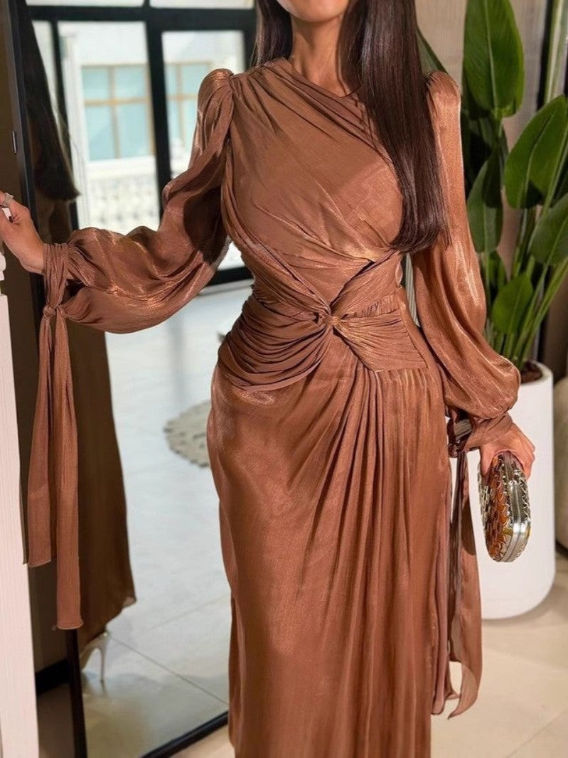 2024 Europe, America And The Middle East Women'S Independent Station Pleated Streamer Sparkling Evening Dress - Image 3