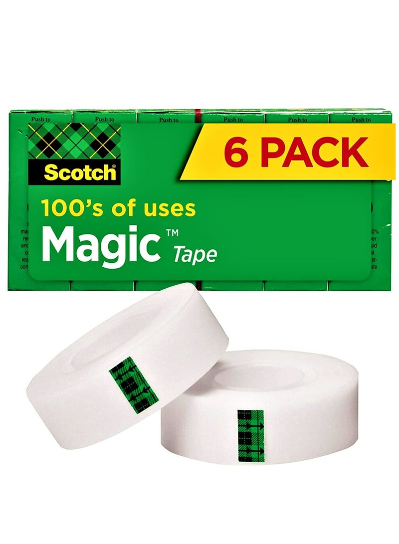 Scotch Magic Tape Pack of  6 Rolls,  Engineered for Repairing, 3/4 x 1000 Inches - Image 1