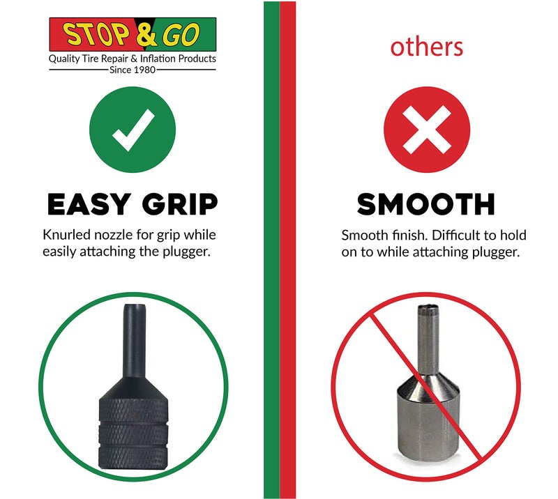 Stop & Go مجموعة إصلاح إطارات بدون أنابيب 6000 من ستوب آند غو 24 قطعة ومضخة هواء للإطارات المثقوبة على الدراجات النارية، السكوترات، ATV، UTV، عربات الجولف، والجزازات (15 سدادة) - Image 4