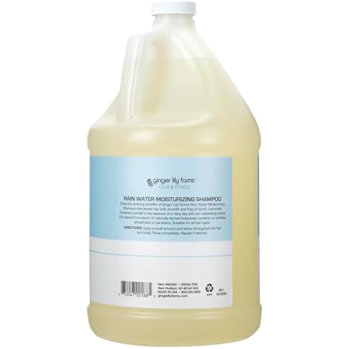 ginger lily farms CLUB & FITNESS MOISTURIZING SHAMPOO FOR ALL HAIR TYPES, 100% VEGAN & CRUELTY-FREE, RAIN WATER SCENT, 1 GALLON (128 FL OZ) REFILL - Image 3