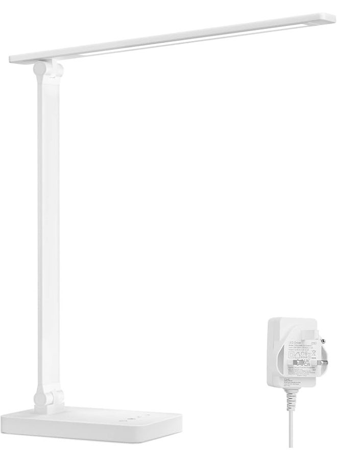 Lepro Desk Lamp, LED Desk Lamp with Power Adapter, 9.2W 800lm, Dimmable Desk Lamps Office, 5 Brightness Levels x 5 Colour Modes, Touch Control Daylight Lamp for Office, Study, Bedroom, Nails, Reading - Image 1