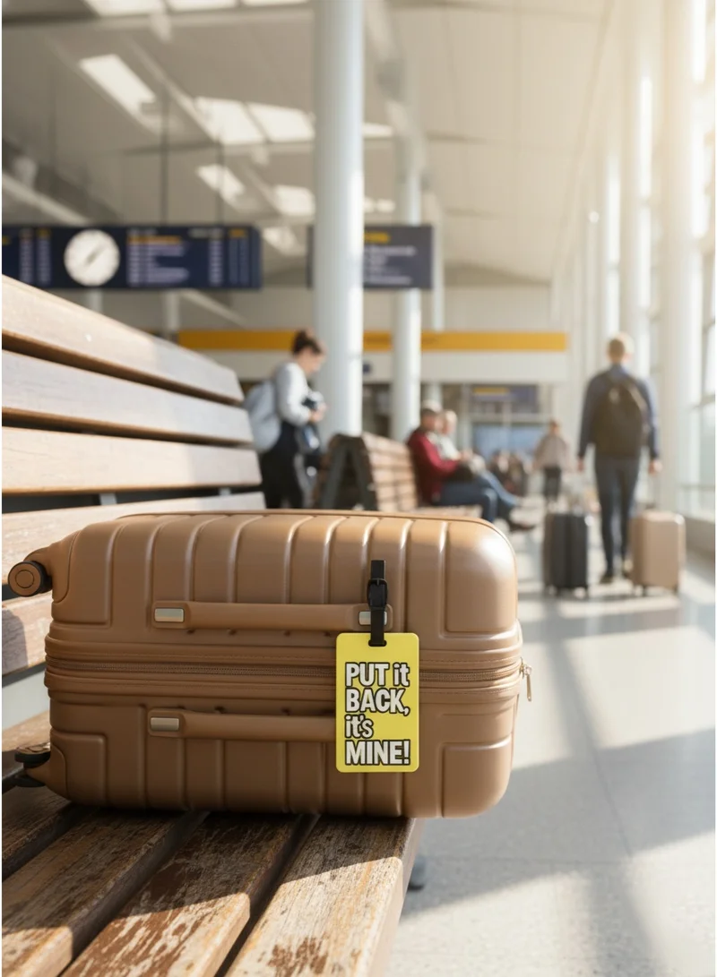 Cuisine Art Luggage Tag with Name ID Card, Personalized Identifier ID Labels, Flexible PVC Travel Tags, Secure Travel Luggage Labels for Baggage Identity, Suitcase Tag  – "PUT IT BACK, It's Mine!" Design, Yellow