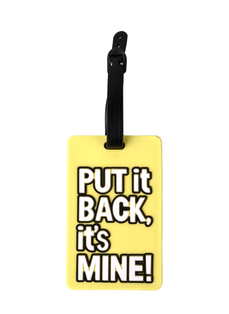 Cuisine Art Luggage Tag with Name ID Card, Personalized Identifier ID Labels, Flexible PVC Travel Tags, Secure Travel Luggage Labels for Baggage Identity, Suitcase Tag  – "PUT IT BACK, It's Mine!" Design, Yellow  - Image 1
