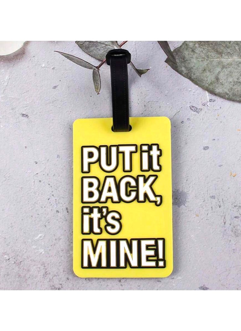 Cuisine Art Luggage Tag with Name ID Card, Personalized Identifier ID Labels, Flexible PVC Travel Tags, Secure Travel Luggage Labels for Baggage Identity, Suitcase Tag  – "PUT IT BACK, It's Mine!" Design, Yellow  - Image 3