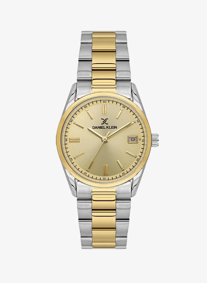 DANIEL KLEIN Women's Stainless Steel Silver and Gold Alloy Case Analog Light Gold Round Sunray Dial Japanese Quartz Premium 30 Meters Water Resistant