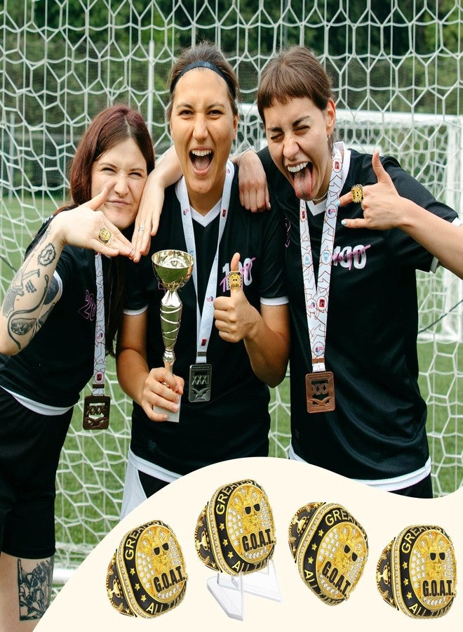Misdary Goat Championship Rings with Holder Most Valuable Player Greatest of All Time Gold Ring Award Gift Sports Team Prize for Tournament Winner(16 Pcs) - Image 4