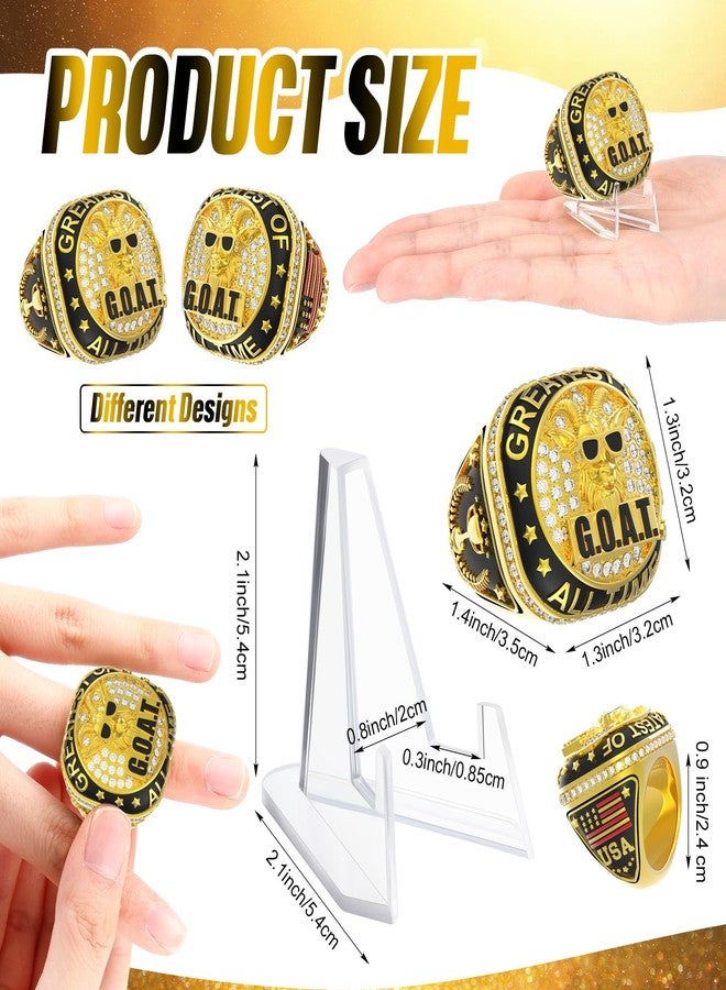 Misdary Goat Championship Rings with Holder Most Valuable Player Greatest of All Time Gold Ring Award Gift Sports Team Prize for Tournament Winner(16 Pcs) - Image 2