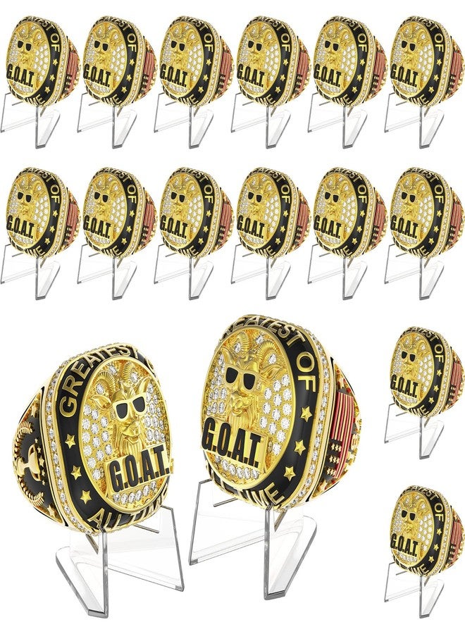 Misdary Goat Championship Rings with Holder Most Valuable Player Greatest of All Time Gold Ring Award Gift Sports Team Prize for Tournament Winner(16 Pcs) - Image 1