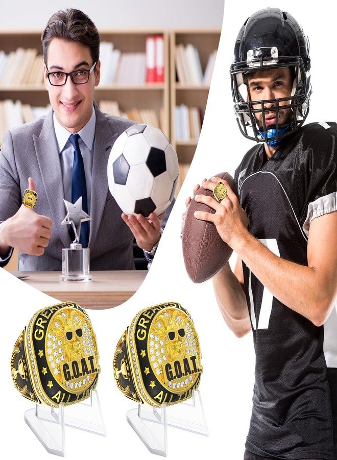 Misdary Goat Championship Rings with Holder Most Valuable Player Greatest of All Time Gold Ring Award Gift Sports Team Prize for Tournament Winner(16 Pcs) - Image 5