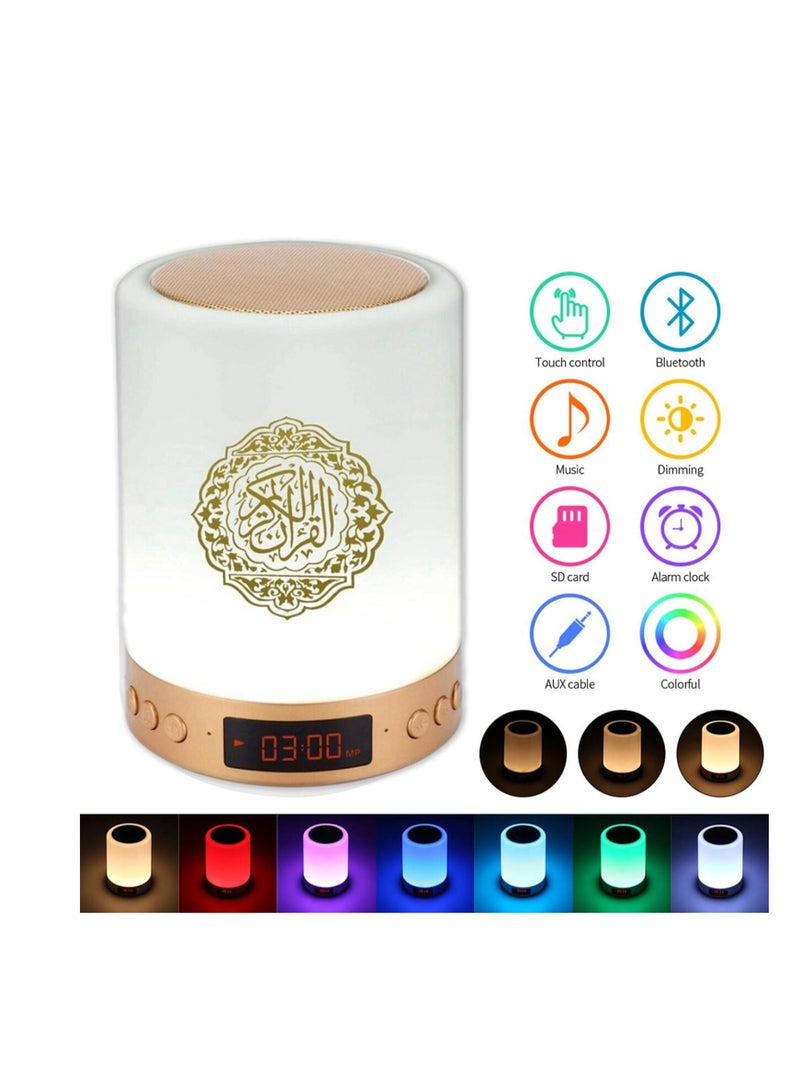 مكبر صوت بلوتوث مزود بمصباح LED ذكي يعمل باللمس مع جهاز تحكم عن بعد، قابل لإعادة الشحن، تلاوات كاملة للأئمة المشهورين وترجمة القرآن الكريم بالعديد من اللغات - Image 4