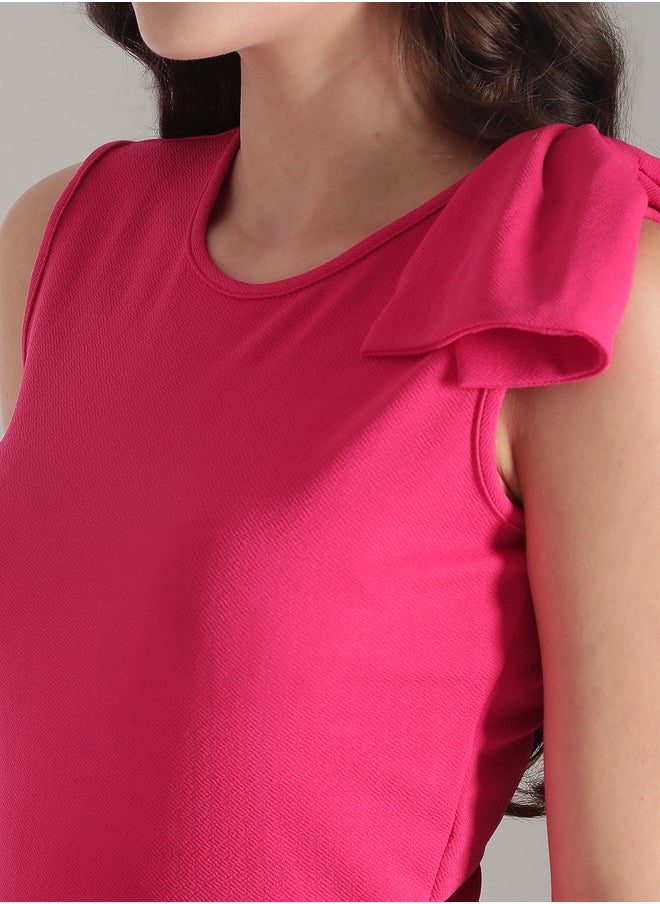 Kotty Solid Sleeveless Fit and Flare Knee Length Dress  - Image 3