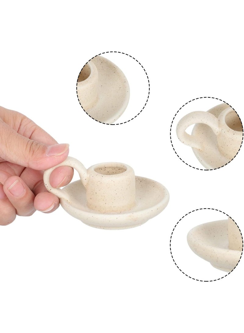 DUNISO حاملات شموع سيراميك 2 قطعة، حاملات شموع زخرفية، حامل شمعة مزخرف سيراميك مع مقبض، قوي ودائم، هدايا تدفئة منزلية، لعيد ديوالي، رمضان، الزفاف - Image 3