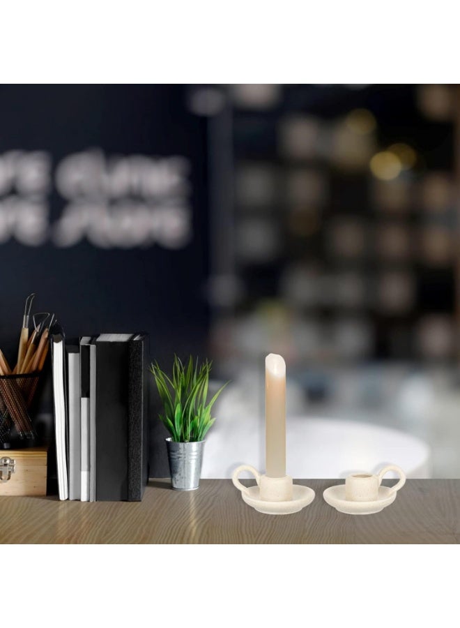 DUNISO حاملات شموع سيراميك 2 قطعة، حاملات شموع زخرفية، حامل شمعة مزخرف سيراميك مع مقبض، قوي ودائم، هدايا تدفئة منزلية، لعيد ديوالي، رمضان، الزفاف - Image 2