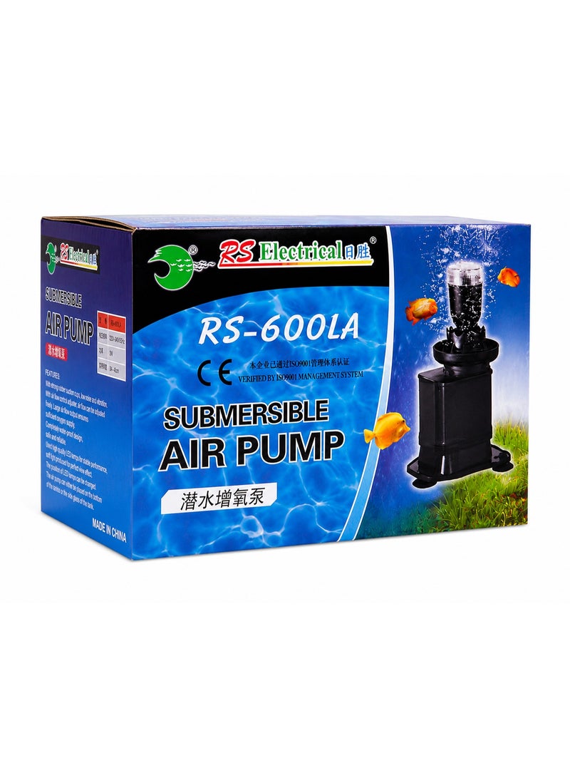 Submersible Aquarium Air Pump 3W with LED Light & Adjustable Airflow – Quiet Oxygen Pump for Fish Tanks, Fully Waterproof, RS-600LA, 220-240V - Image 2