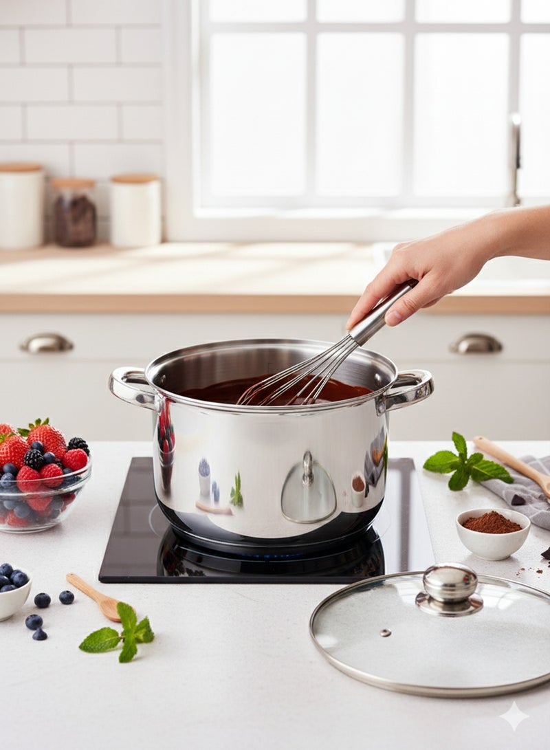 Wilson Amara Stainless Steel Casserole Pot with Twin Handles 24x12.5cm, Vented Glass Lid, Induction Ready, Oven Safe - 5-layer base - Image 4