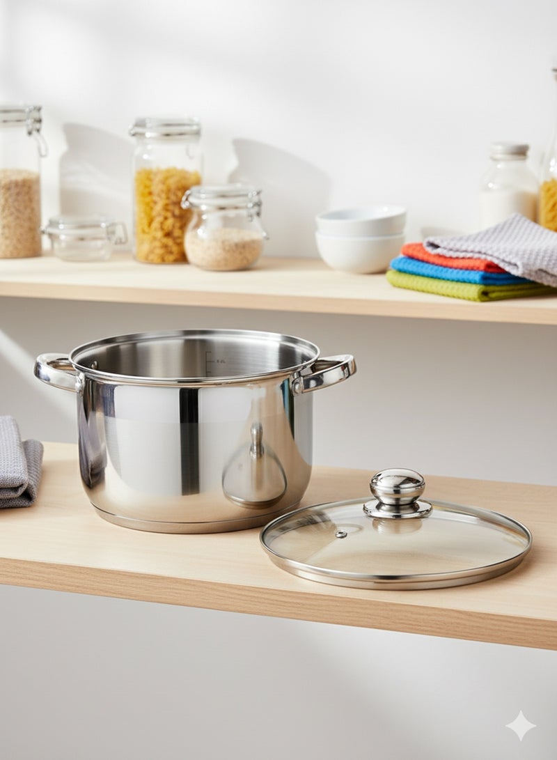 Wilson Amara Stainless Steel Casserole Pot with Twin Handles 24x12.5cm, Vented Glass Lid, Induction Ready, Oven Safe - 5-layer base - Image 5